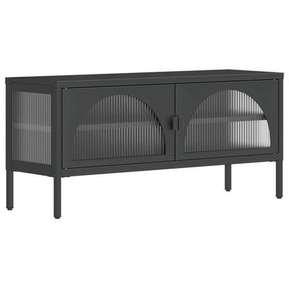 TV-Schrank Schwarz 105x35x50 cm Glas und Stahl