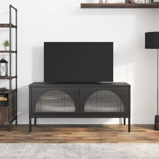 TV-skab Sort 105x35x50 cm Glas og Stål