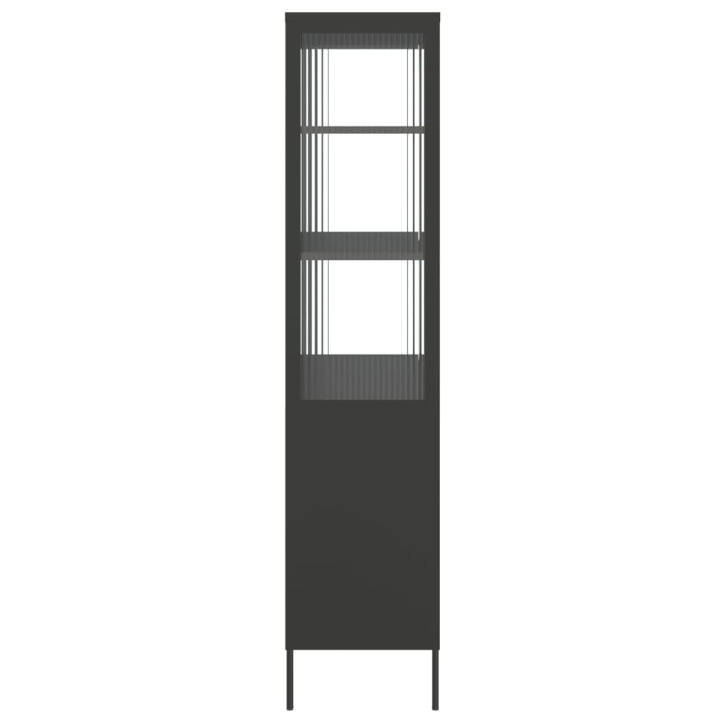 Highboard Sort 90x40x180 cm Glas og Stål