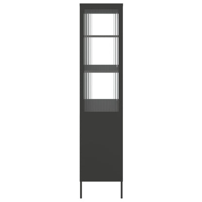 Highboard Sort 90x40x180 cm Glas og Stål