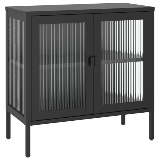 Skænk Sort 70x35x70 cm Glas og Stål