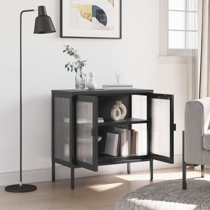 Skænk Sort 70x35x70 cm Glas og Stål