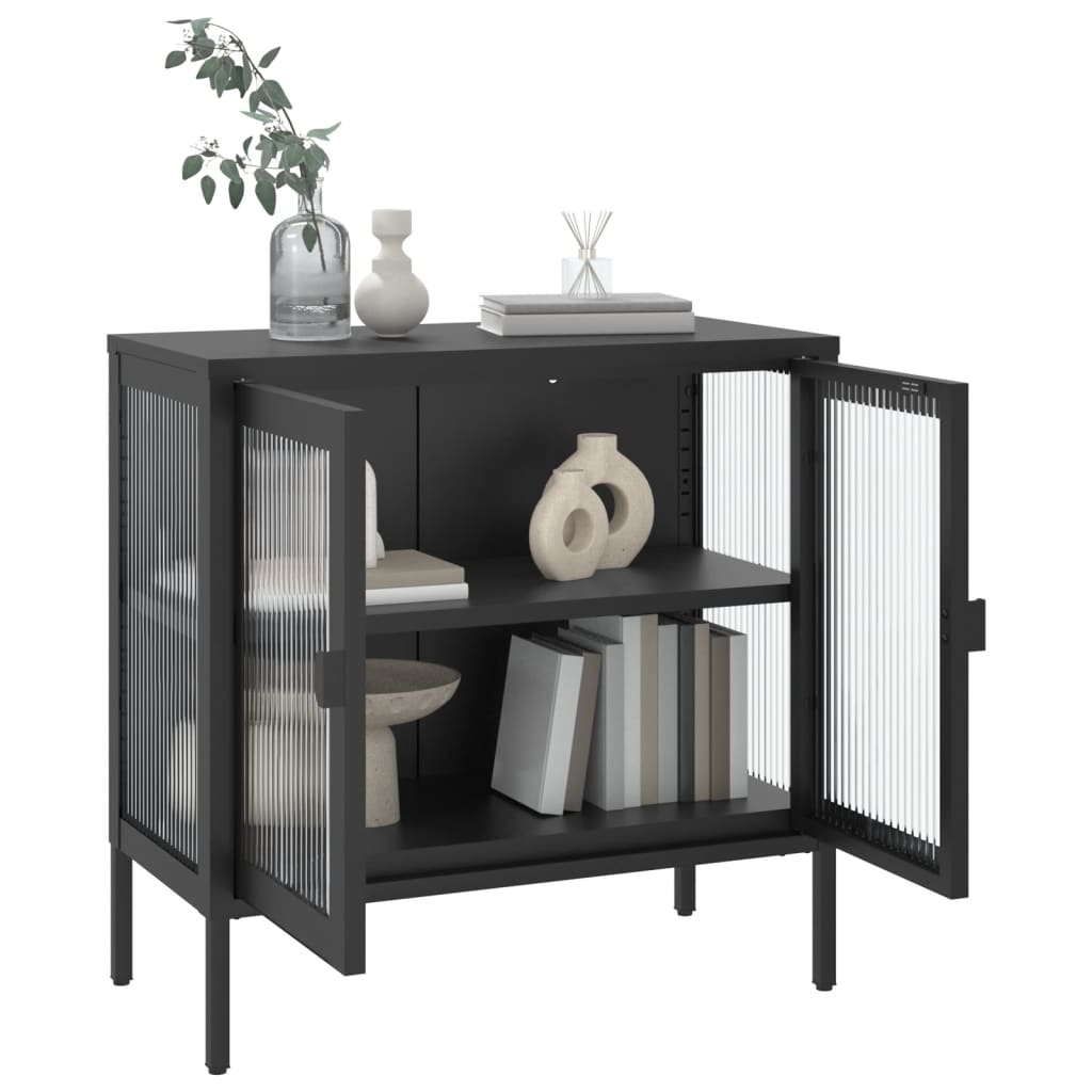 Skænk Sort 70x35x70 cm Glas og Stål