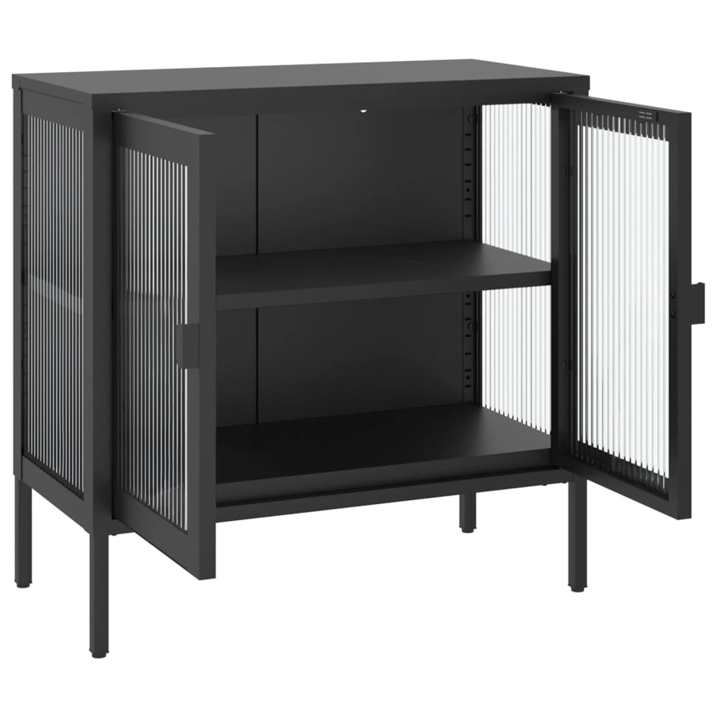 Skænk Sort 70x35x70 cm Glas og Stål