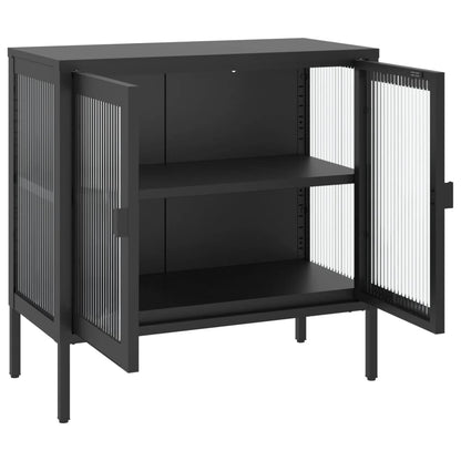 Skænk Sort 70x35x70 cm Glas og Stål