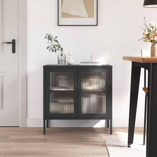 Skænk Sort 70x35x70 cm Glas og Stål
