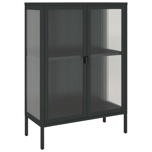 Skænk Sort 75x35x105 cm Glas og Stål