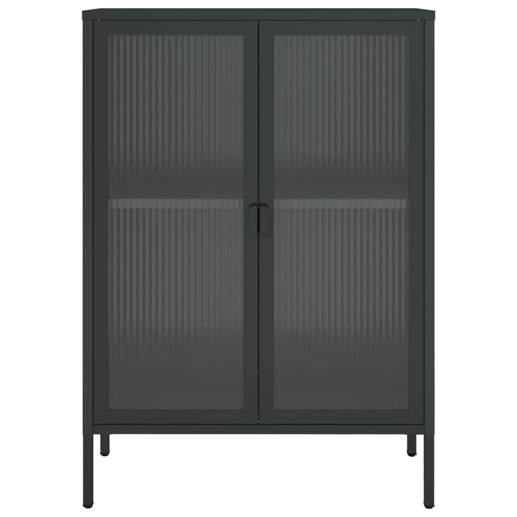 Skænk Sort 75x35x105 cm Glas og Stål