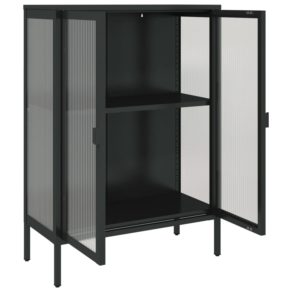 Skænk Sort 75x35x105 cm Glas og Stål