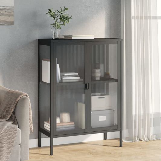 Skænk Sort 75x35x105 cm Glas og Stål