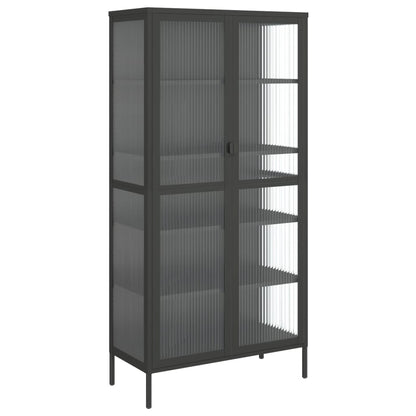 Highboard Sort 85x40x180 cm Glas og Stål