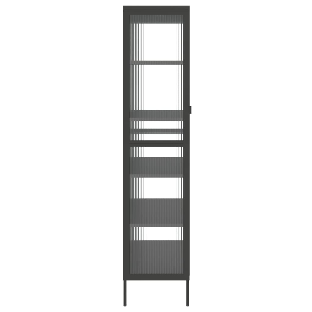 Highboard Sort 85x40x180 cm Glas og Stål