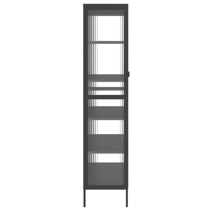 Highboard Sort 85x40x180 cm Glas og Stål