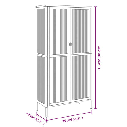 Highboard Sort 85x40x180 cm Glas og Stål