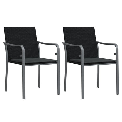 Havestole med hynder 2 stk Sort 56x59x84 cm Poly Rattan