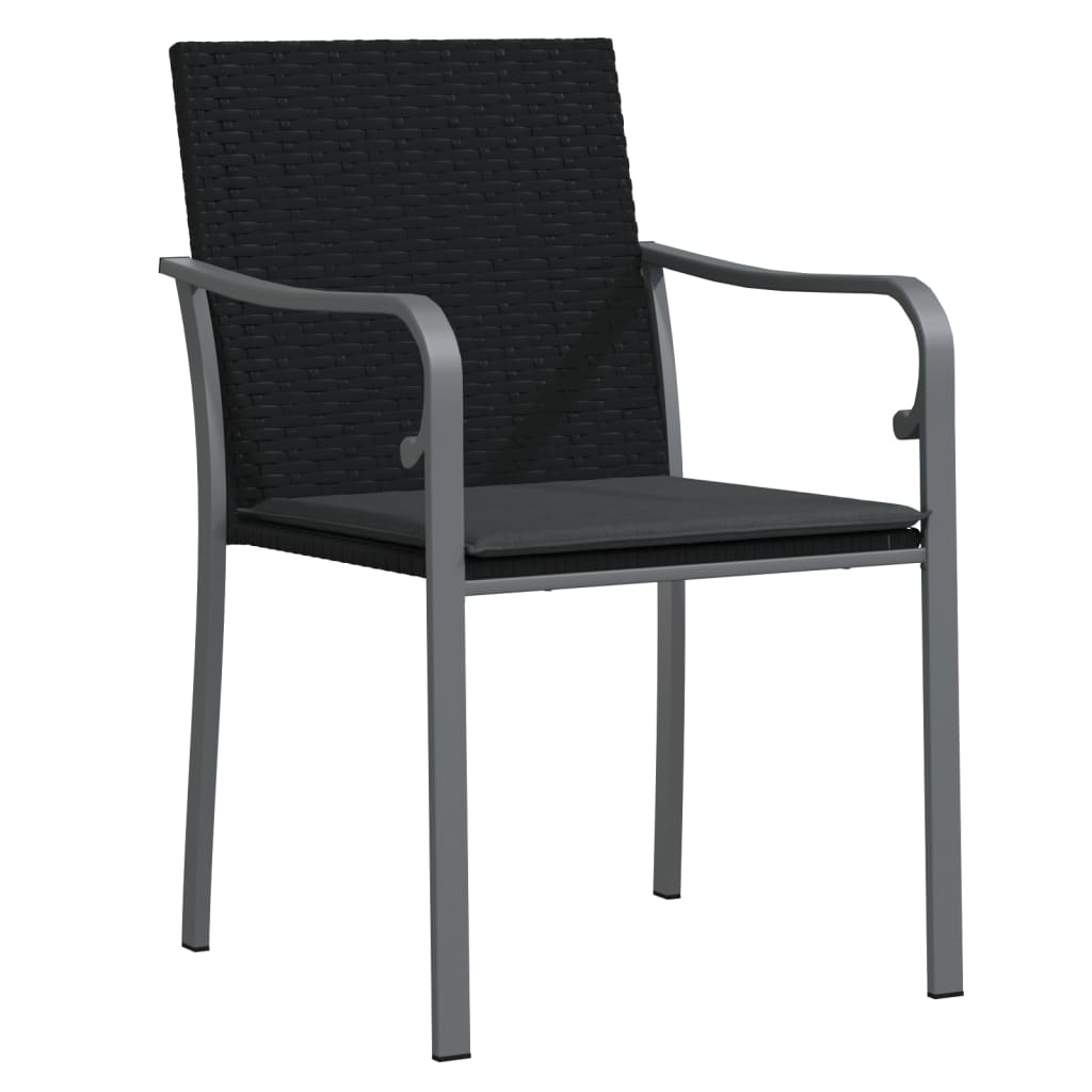 Havestole med hynder 2 stk Sort 56x59x84 cm Poly Rattan