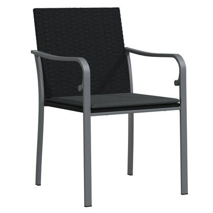 Havestole med hynder 2 stk Sort 56x59x84 cm Poly Rattan