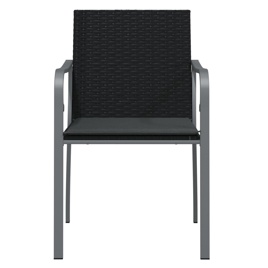 Havestole med hynder 2 stk Sort 56x59x84 cm Poly Rattan