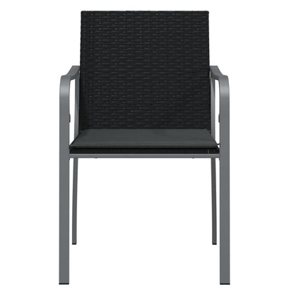 Havestole med hynder 2 stk Sort 56x59x84 cm Poly Rattan