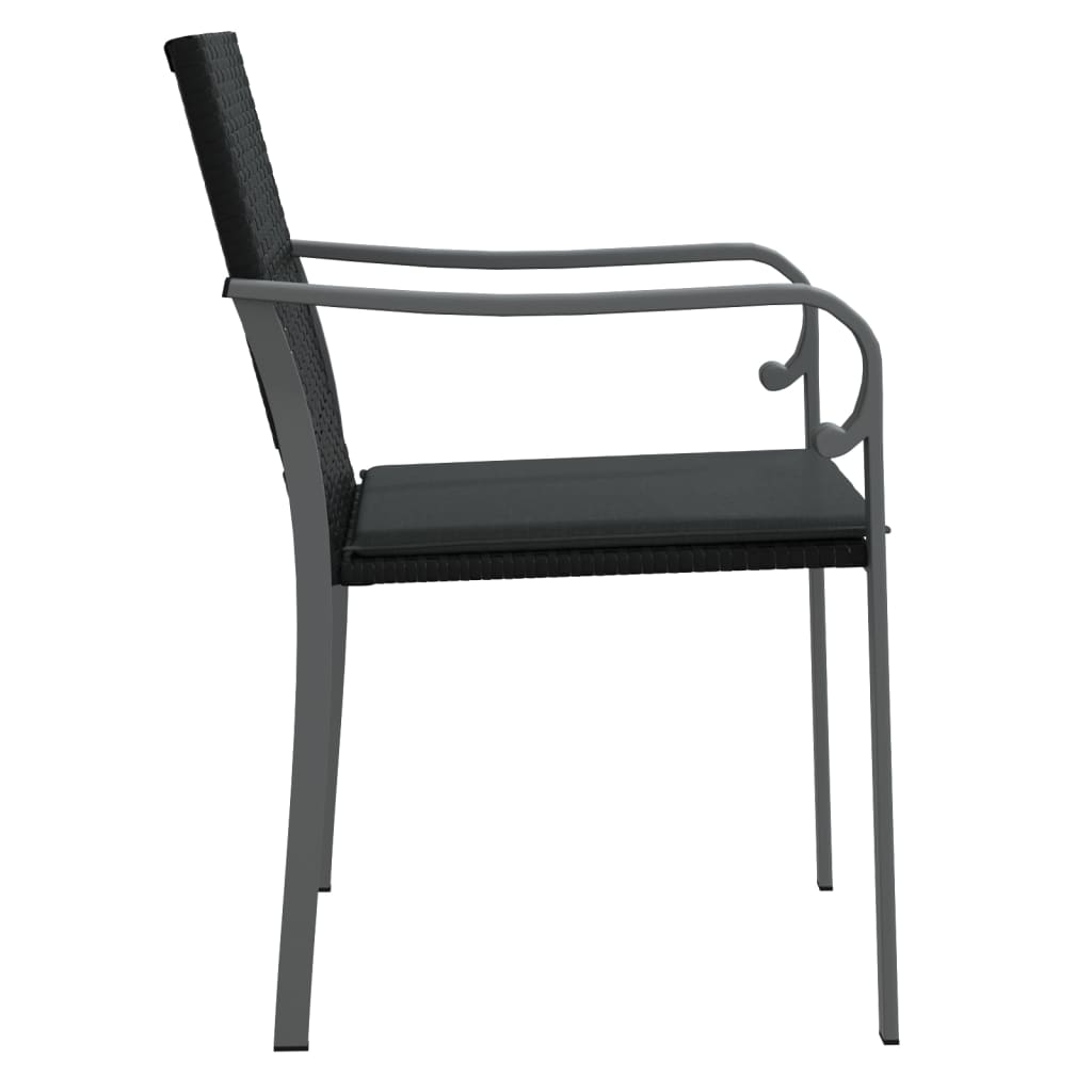 Havestole med hynder 2 stk Sort 56x59x84 cm Poly Rattan