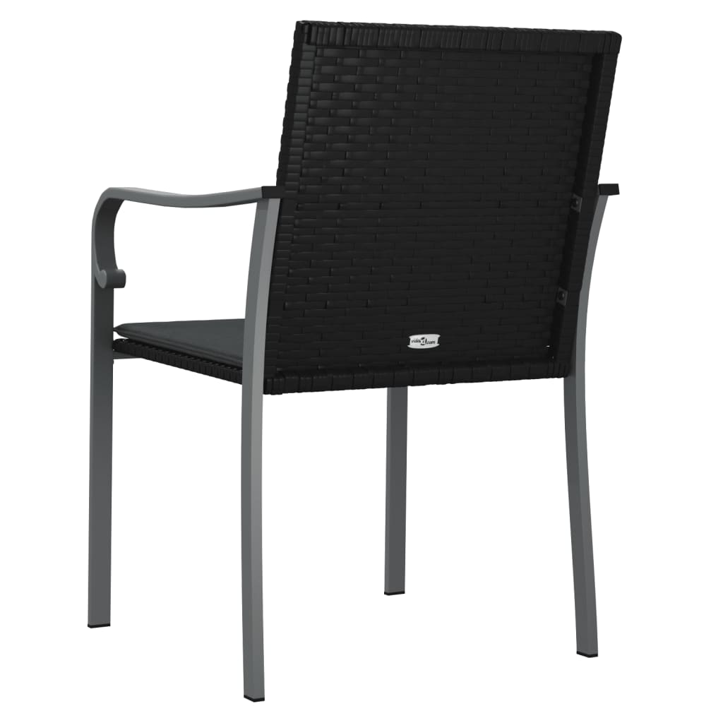 Havestole med hynder 2 stk Sort 56x59x84 cm Poly Rattan