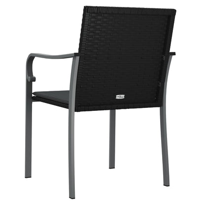 Havestole med hynder 2 stk Sort 56x59x84 cm Poly Rattan