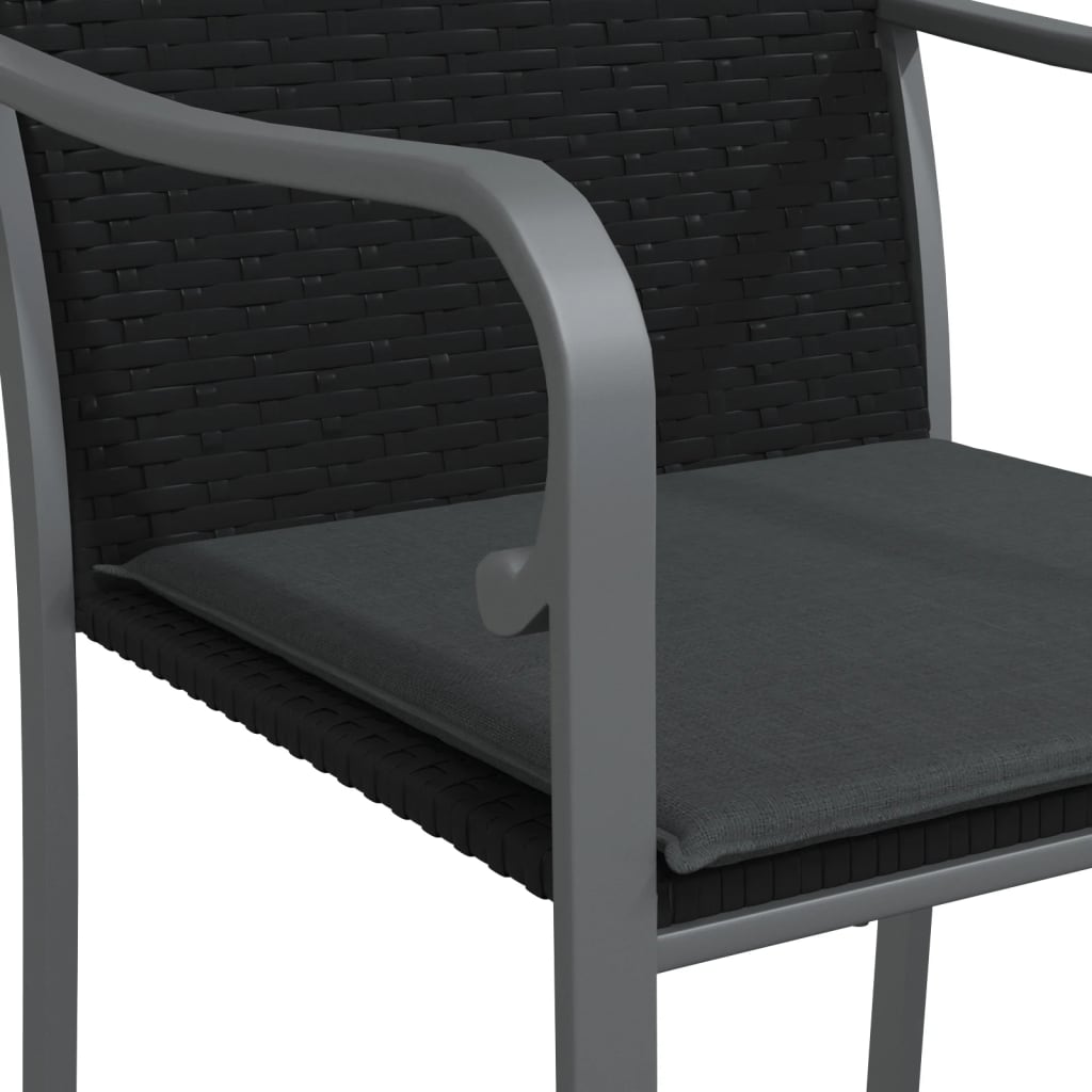 Havestole med hynder 2 stk Sort 56x59x84 cm Poly Rattan
