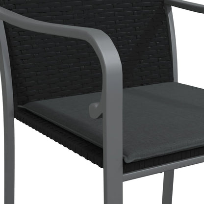 Havestole med hynder 2 stk Sort 56x59x84 cm Poly Rattan