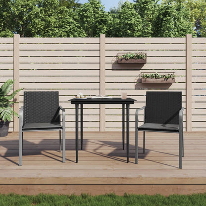 Havestole med hynder 2 stk Sort 56x59x84 cm Poly Rattan