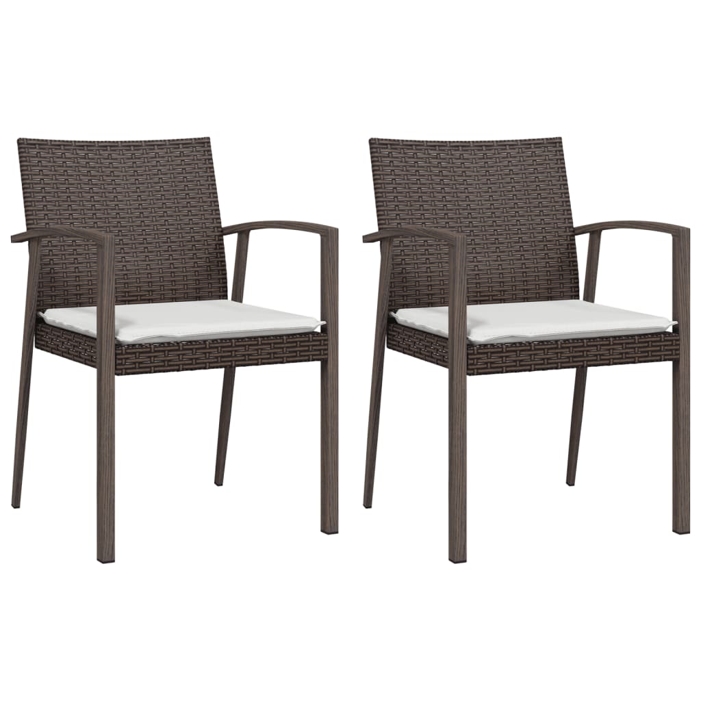 Havestole med hynder 2 stk Brun 56,5x57x83 cm Polyrattan