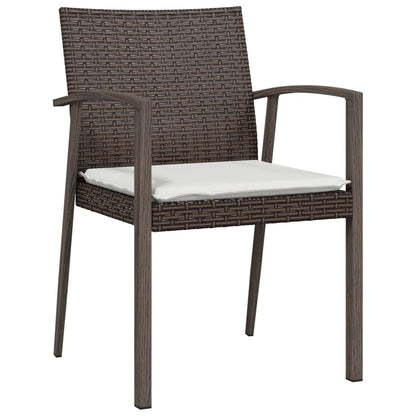 Havestole med hynder 2 stk Brun 56,5x57x83 cm Polyrattan