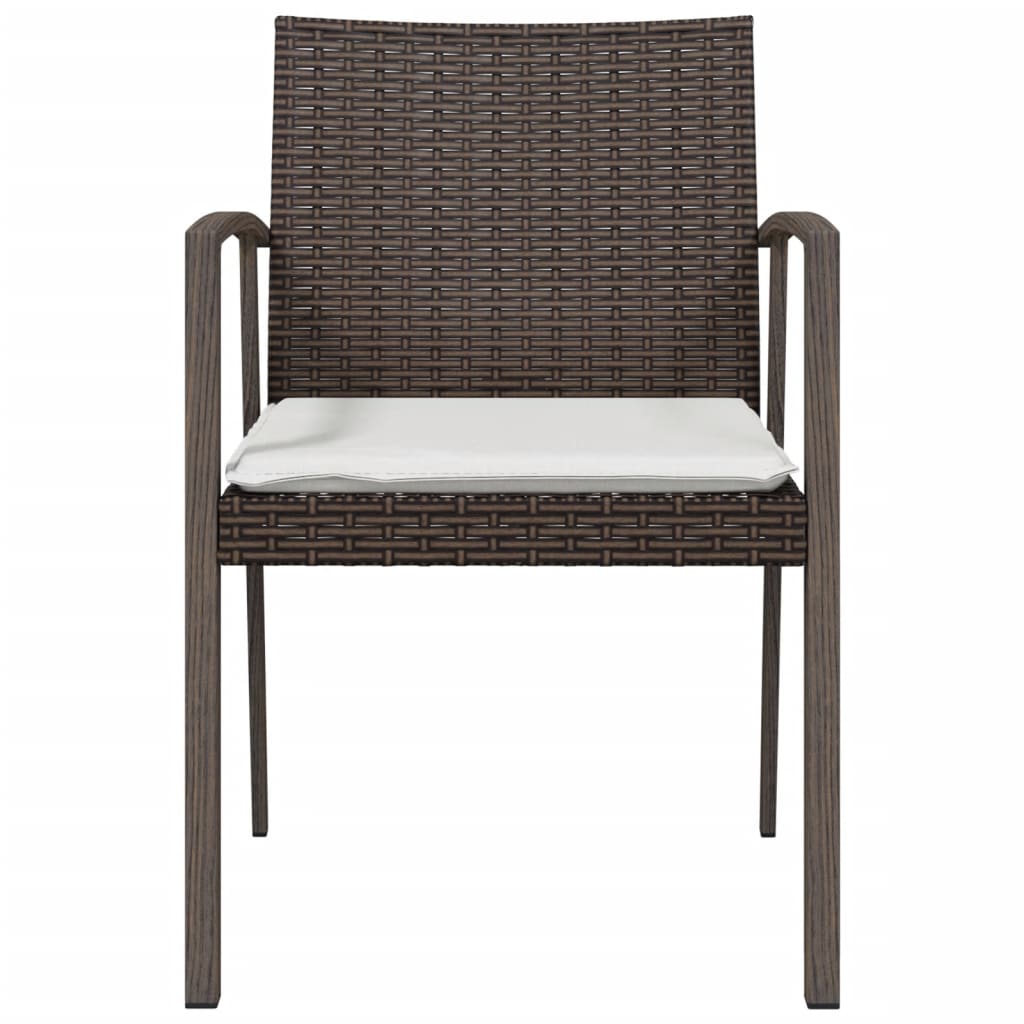 Havestole med hynder 2 stk Brun 56,5x57x83 cm Polyrattan