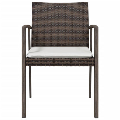 Havestole med hynder 2 stk Brun 56,5x57x83 cm Polyrattan