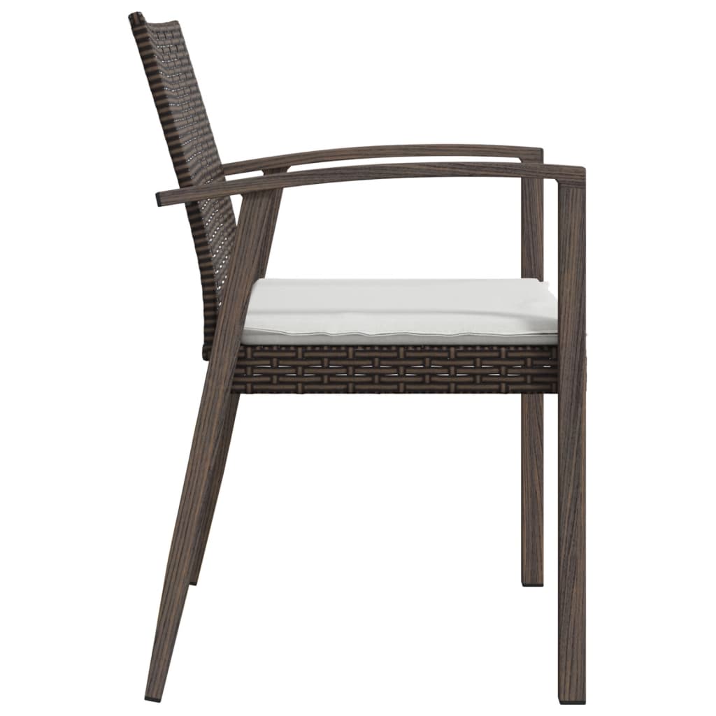 Havestole med hynder 2 stk Brun 56,5x57x83 cm Polyrattan