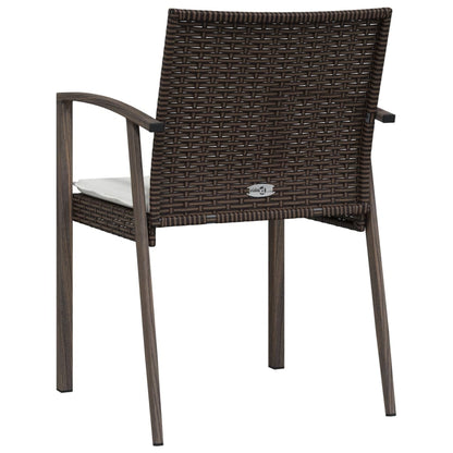 Havestole med hynder 2 stk Brun 56,5x57x83 cm Polyrattan