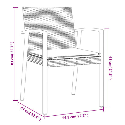 Havestole med hynder 2 stk Brun 56,5x57x83 cm Polyrattan