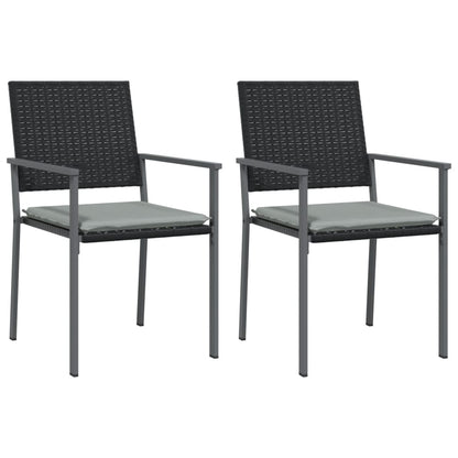 Havestole med hynder 2 stk Sort 54x62,5x89cm Poly Rattan