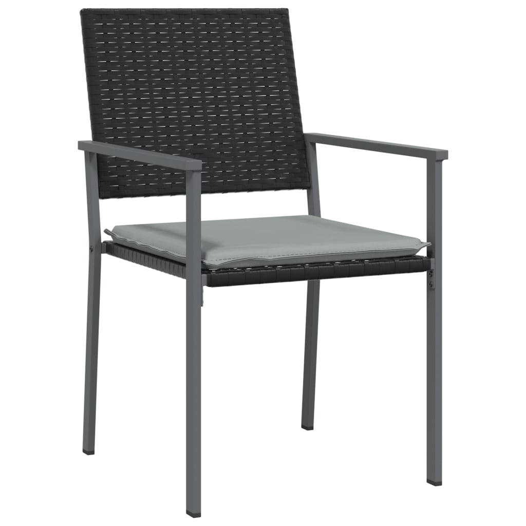 Havestole med hynder 2 stk Sort 54x62,5x89cm Poly Rattan