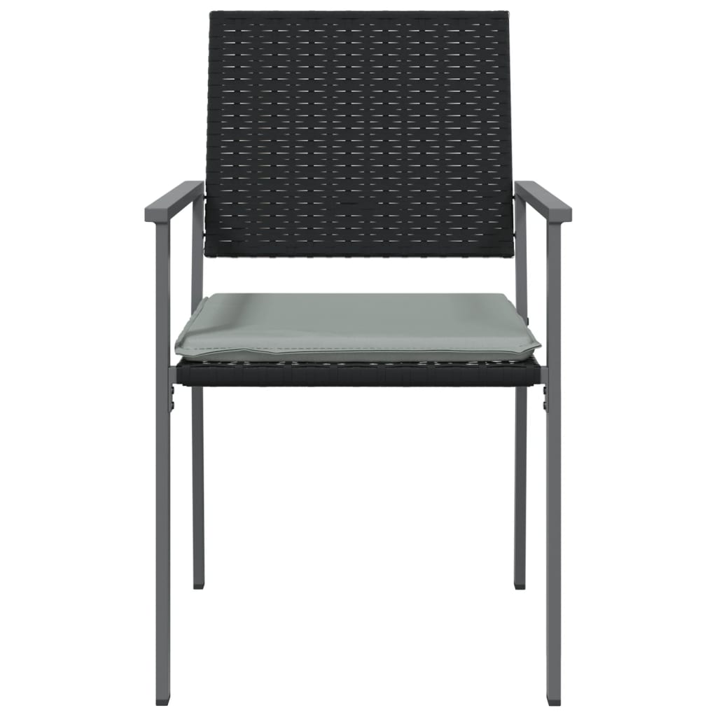 Havestole med hynder 2 stk Sort 54x62,5x89cm Poly Rattan