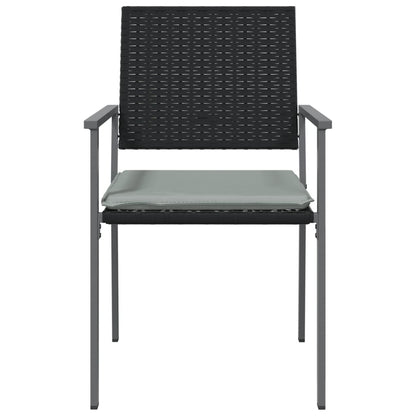 Havestole med hynder 2 stk Sort 54x62,5x89cm Poly Rattan