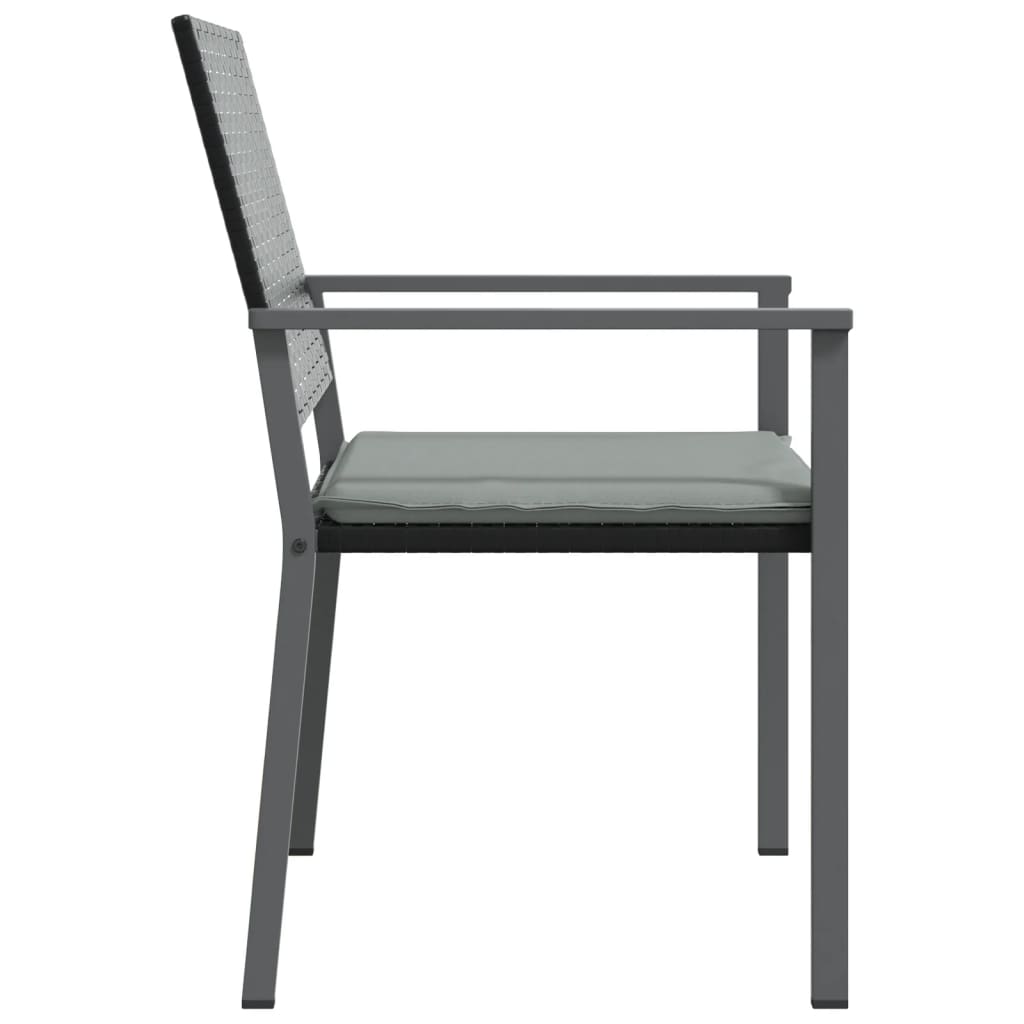 Havestole med hynder 2 stk Sort 54x62,5x89cm Poly Rattan