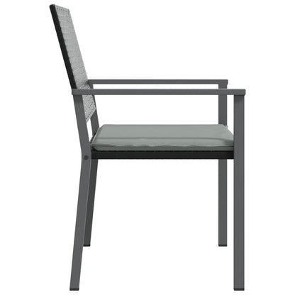 Havestole med hynder 2 stk Sort 54x62,5x89cm Poly Rattan