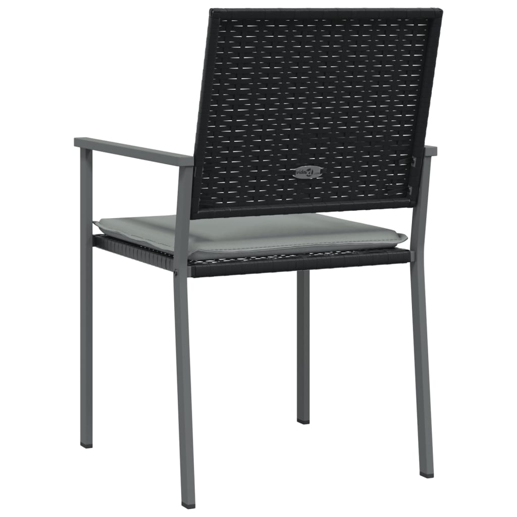 Havestole med hynder 2 stk Sort 54x62,5x89cm Poly Rattan