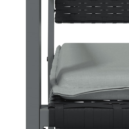 Havestole med hynder 2 stk Sort 54x62,5x89cm Poly Rattan