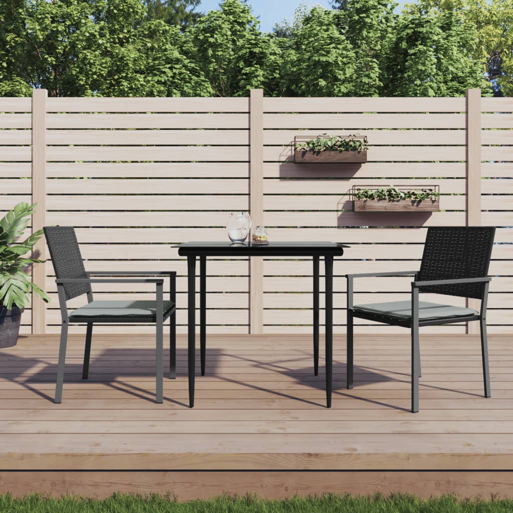 Havestole med hynder 2 stk Sort 54x62,5x89cm Poly Rattan