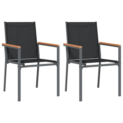Gartenstühle 2 Stk. Schwarz 55x61,5x90 cm Textilene und Stahl