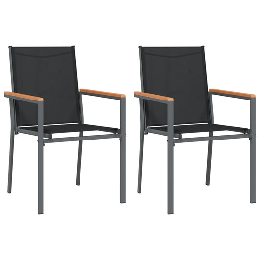Gartenstühle 2 Stk. Schwarz 55x61,5x90 cm Textilene und Stahl