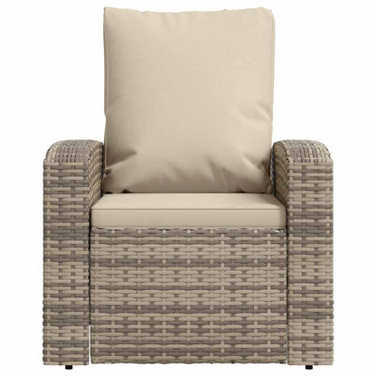 Gartensessel Verstellbar mit Kissen Hellbraun Poly Rattan