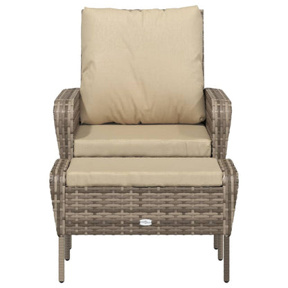 Havestol med fodskammel Lysebrun polyrattan