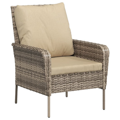 Havestol med fodskammel Lysebrun polyrattan